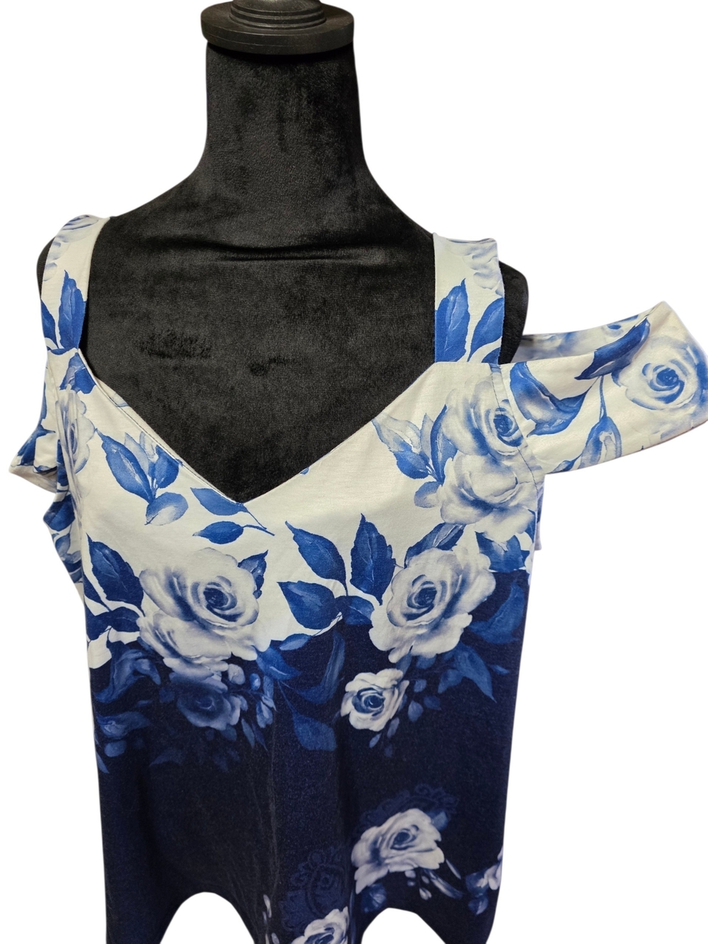 Blue Floral Off-Shoulder Camisole Top
